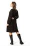 Long Sleeve Fahriye Flannel Star Pattern V-Neck Short Autumn and Winter Dress Black Syh - 2