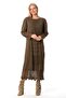 Long Sleeve Sena Ethnic Patterned Autumn and Winter Long Knitwear Dress Coffee Khv