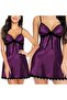 Satin Spaghetti Strap Nightdress with Lace Trim V-Neck (Y136) - 3