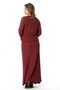 Long Sleeve Ahu Authentic Knitted Patterned Winter Long Knitwear Dress Burgundy Brd - 2