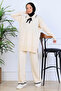 Tricot Suit with Ribbon Detail on the Collar S1064 Stone Color