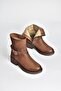 V674121209 Tan Low Heeled Zippered Women's Boots - 7