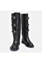 Large Size Women's Genuine Leather Boots 41-42-43-44-Black Leather - 4