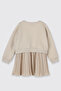 Baby Girl Printed 2-Piece Knitted Beige Dress with Inner Dress - 2