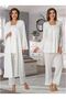 Women's Ecru Lace Special Design Maternity Pajama Set 3-Piece Set