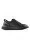 Genuine Leather Men's Elastic Black Black Sole Sneaker Shoes Owen