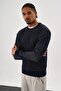 Men's Regular Fit Vanize Knitted Cotton Crew Neck Navy Blue Knitwear Sweater - 4