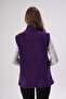 Women's Purple Mock Neck Plush Vest - 3