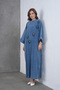 Women's Front Beaded Stone and Pearl Detailed Loose Fit Long Denim Dress - 3