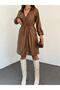 Hooded Leather Cap with Folded Sleeves and Lace Waist - 2