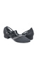 3 cm Black Satin Stone Heeled Women's Shoes - 6