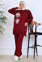 Embroidery Detailed Knitwear Set S1120 Burgundy
