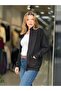 Women's Black Buckle Detailed Modal Jacket with Pockets - 5