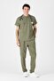 Lycra Army Green Zipper Detailed Scrubs - 3