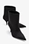 Nuvia Black Suede Pointed Toe Women's Heeled Boots