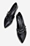 Women's 2-Strap Heeled Shoes; Black Patent Leather - 5