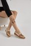 Women's Tan Thermo Sole Fur Detailed Suede Look Buckled Casual Loafer Shoes - 2