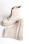 Women's Leather Boots with Laces and Zipper - 4