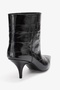 Nuvia Black Print Pointed Toe Women's Heeled Boots - 5