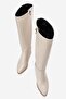 Simple Pointed Toe Heeled Women's Boots Beige Skin - 6