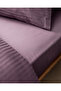 Elicia King Size 100% Cotton Striped Satin Duvet Cover Set - Plum - 4