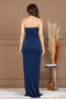 Glittery Strapless Long Evening Dress with Detailed Beading - Dark Blue - 7