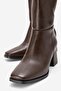 Simple Blunt Toe Heeled Women's Boots Brown Skin - 4