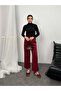 Elastic Waist Scuba Fabric Trousers 8935 - Red - 4