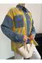 Denim Detailed Plaid Shirt 8619 - Yellow - 7