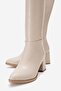 Simple Pointed Toe Heeled Women's Boots Beige Skin - 4