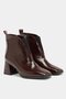Burgundy Patent Leather Women's Patent Leather Blunt Toe Heeled Short Boots – Shiny Leather Modern Form - 3