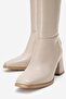 Simple Blunt Toe Heeled Women's Boots Beige Skin - 5