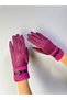 Cotton Fur and Leather Belt Detail Touchscreen Women's Gloves - 5
