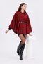 Women's Burgundy Tok Duruşlu Plush Poncho – Warm Winter Outerwear with Buckle Waist Detail - 5