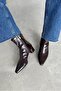Amor Women's Blunt-Toe Wrinkled Leather Boots Brown