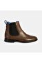 Women's Blue Lining Detailed Brown Chelsea Leather Boots - 2