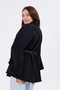 Women's Black Tok Duruşlu Plush Poncho – Warm Winter Outerwear with Buckle Waist Detail - 7