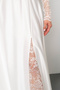 Women's White Slim Fit Lace Detailed Long Satin Evening Dress - 4