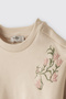 Baby Girl Embroidery Detailed Soft Textured Beige Sweatshirt - 2