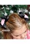 Pink Plush Teddy Bear Figured Fancy Black Bow Hairpin Buckle Set - 4