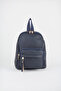 Women's Koala Navy Blue 3 Compartment Soft Faux Leather Zipper Closure Travel & Casual Backpack