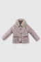 Girl's Detachable Collar Fur Detailed Floral Patterned Lined Ecru Coat - 3