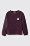 Baby Boy Collared Buttoned Burgundy-Melange Sweatshirt