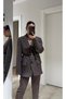 Belt Detail Design Premium Double Button Lined Equivalent Trend Pocket Detail Blazer Jacket