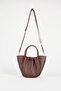 Women's Manolya Bitter Brown Medium Size Lined Snap Fastener and Zipper Closure Handbag and Shoulder Bag