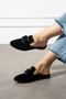 Minea Black Buckle Velvet Textured Elegant Engagement Dowry Bundle Guest House Slippers - 3