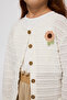 Girl's Applique Detailed Ecru Cardigan - 6