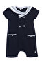 Newborn Navy Blue Jumpsuit with Collar and Button Detail