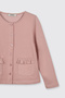 Girl's Pocket Detailed Buttoned Knitted Pink Cardigan - 7