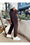 Belt Detailed Italian Cut Fabric Trousers Brown - 4